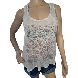 Charlotte Russe Flowy Razorback Striped Tank Top With Eagle Detail